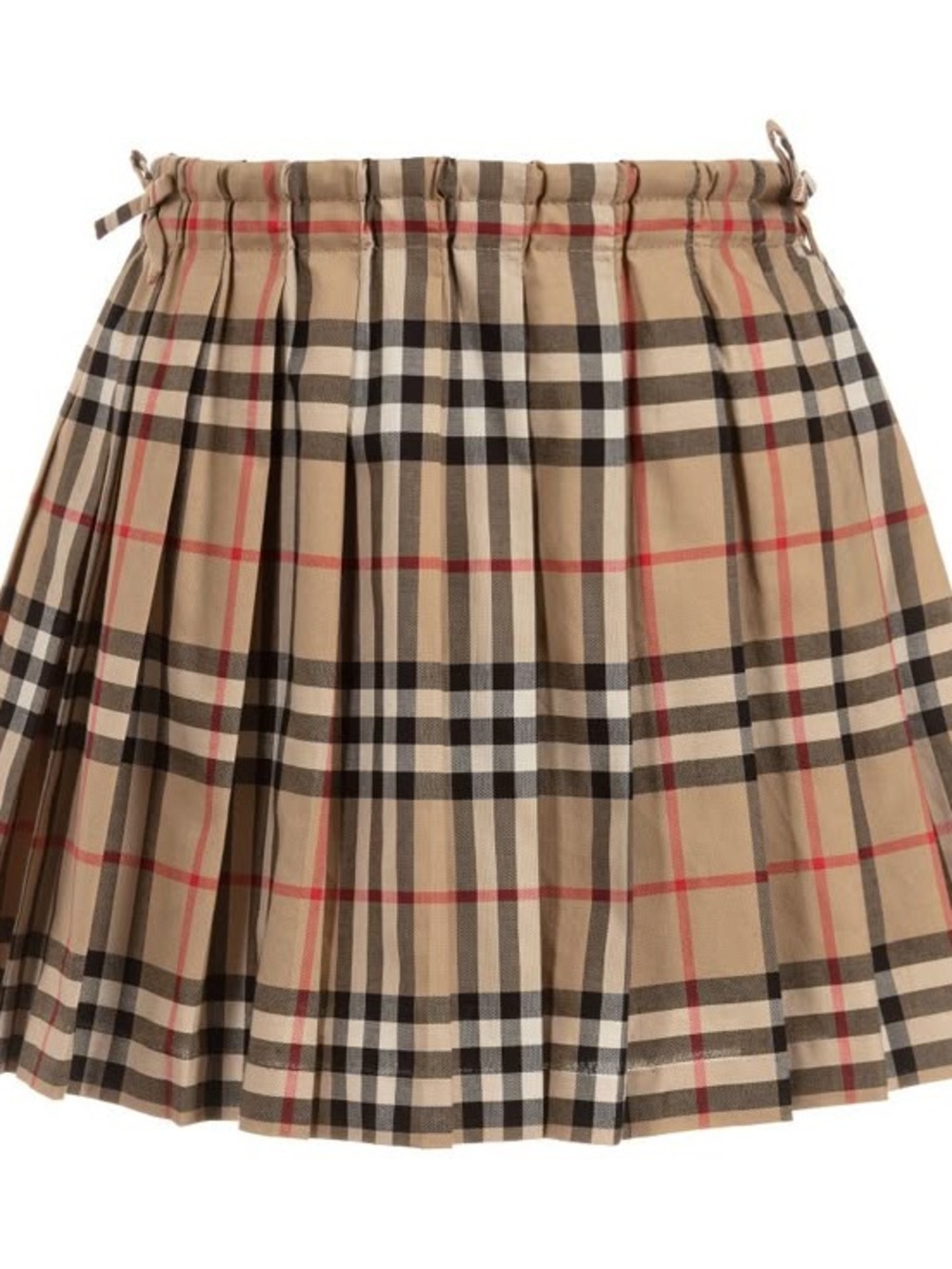 Burberry Beige Plaid Pleated Women's Skirt with bow details